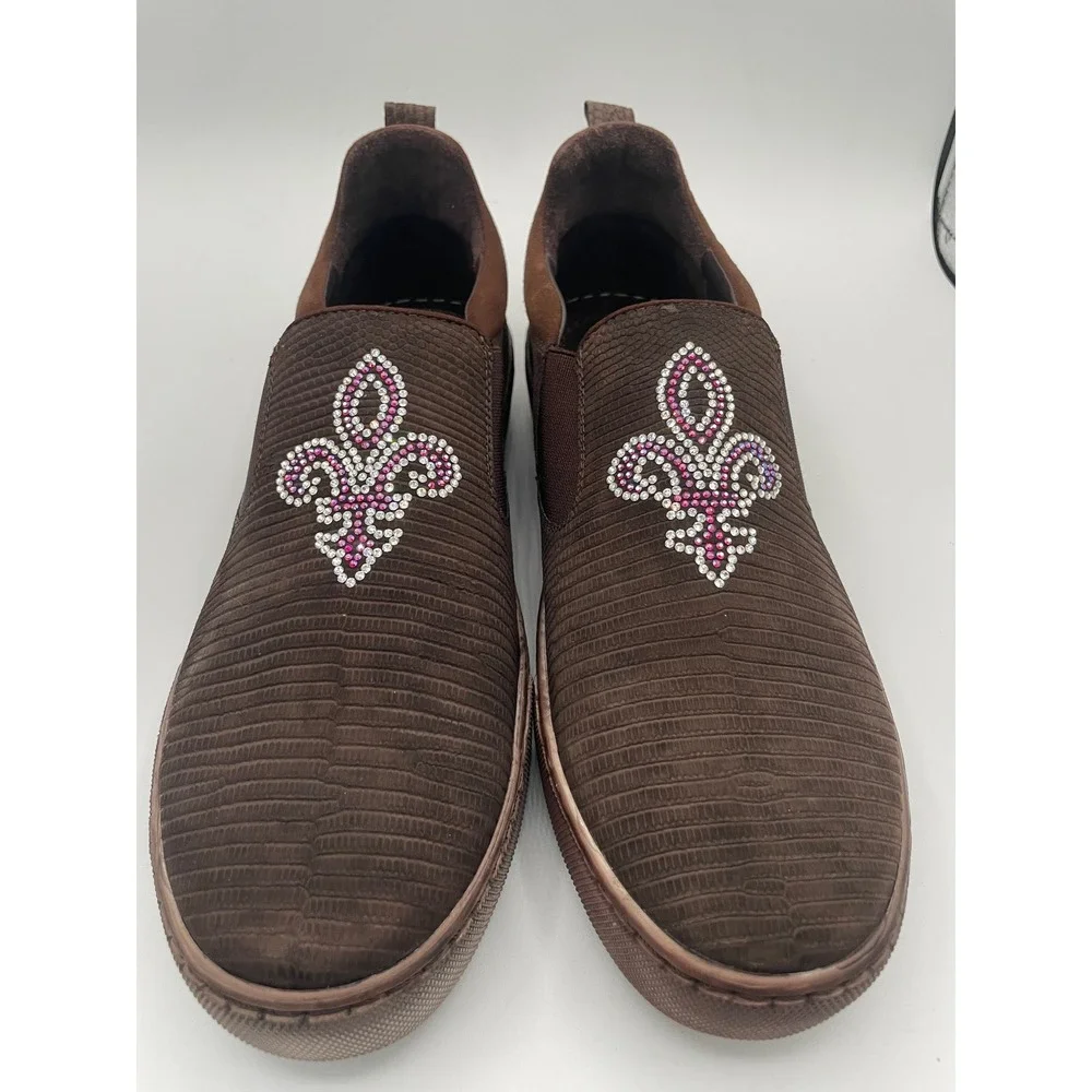 Belvedere Kane Brown Genuine Lizard Swarovski Crystal Fleur De Lis‎ Sneakers 9 Swarovski Sneakers Indiana Men main image 3
